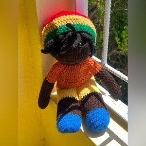Crochet Rasta Doll with Colorful Outfit
